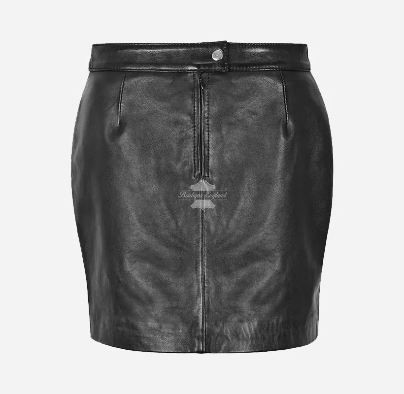 Ladies Black Leather Skirt Women Formal Party Pencil Utility Skirt