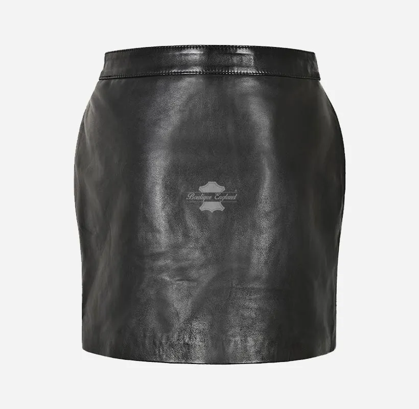 Ladies Black Leather Skirt Women Formal Party Pencil Utility Skirt