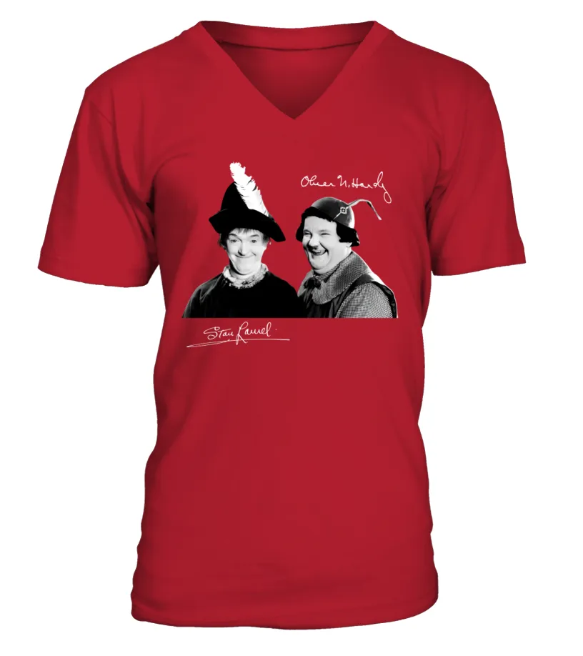 Laurel and Hardy RD (4) Camiseta cuello en V Unisex