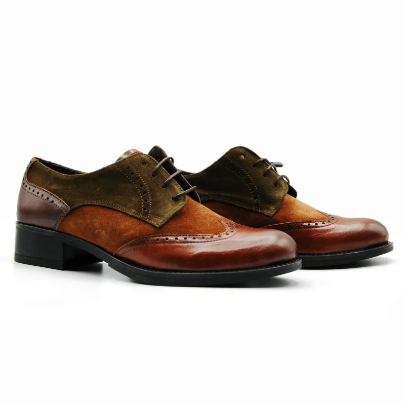 LUIS GONZALO 4743M Marrón y negro. Zapato cordones pala vega mujer