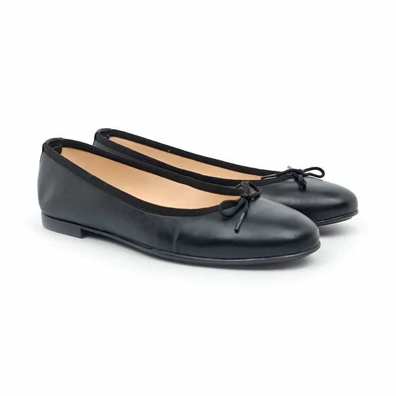 Manoletinas Planas Mujer Piel Lacito 7000 Negro, de Casual