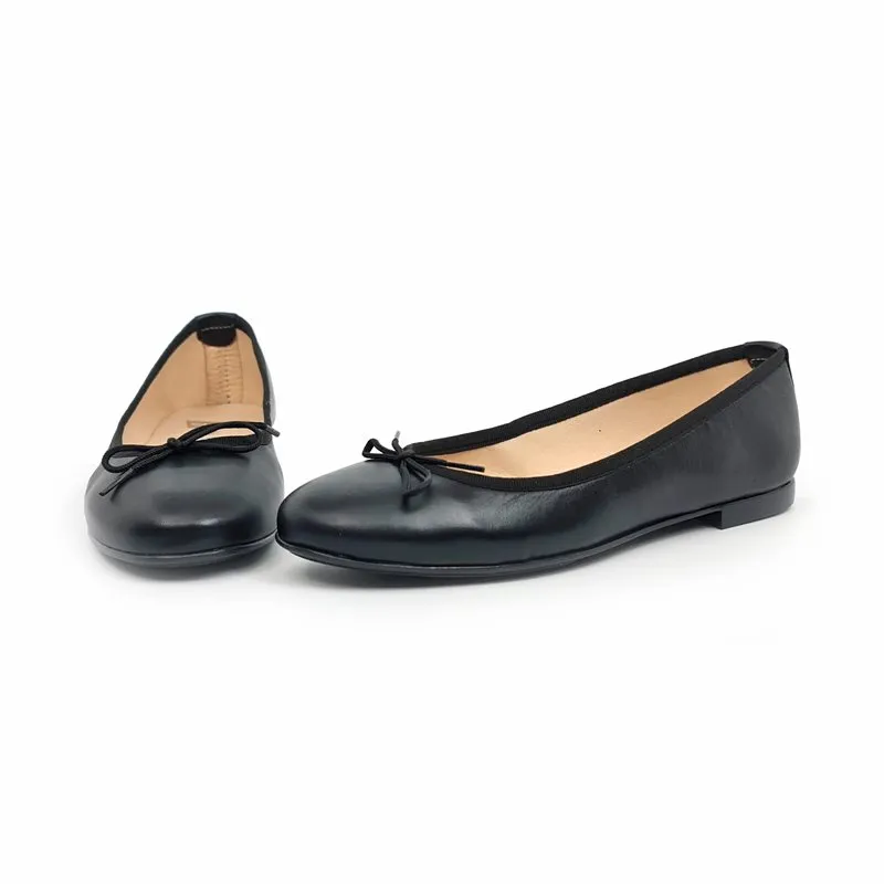 Manoletinas Planas Mujer Piel Lacito 7000 Negro, de Casual