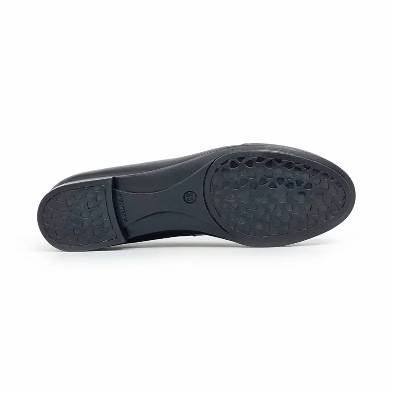 Manoletinas Planas Mujer Piel Lacito 7000 Negro, de Casual