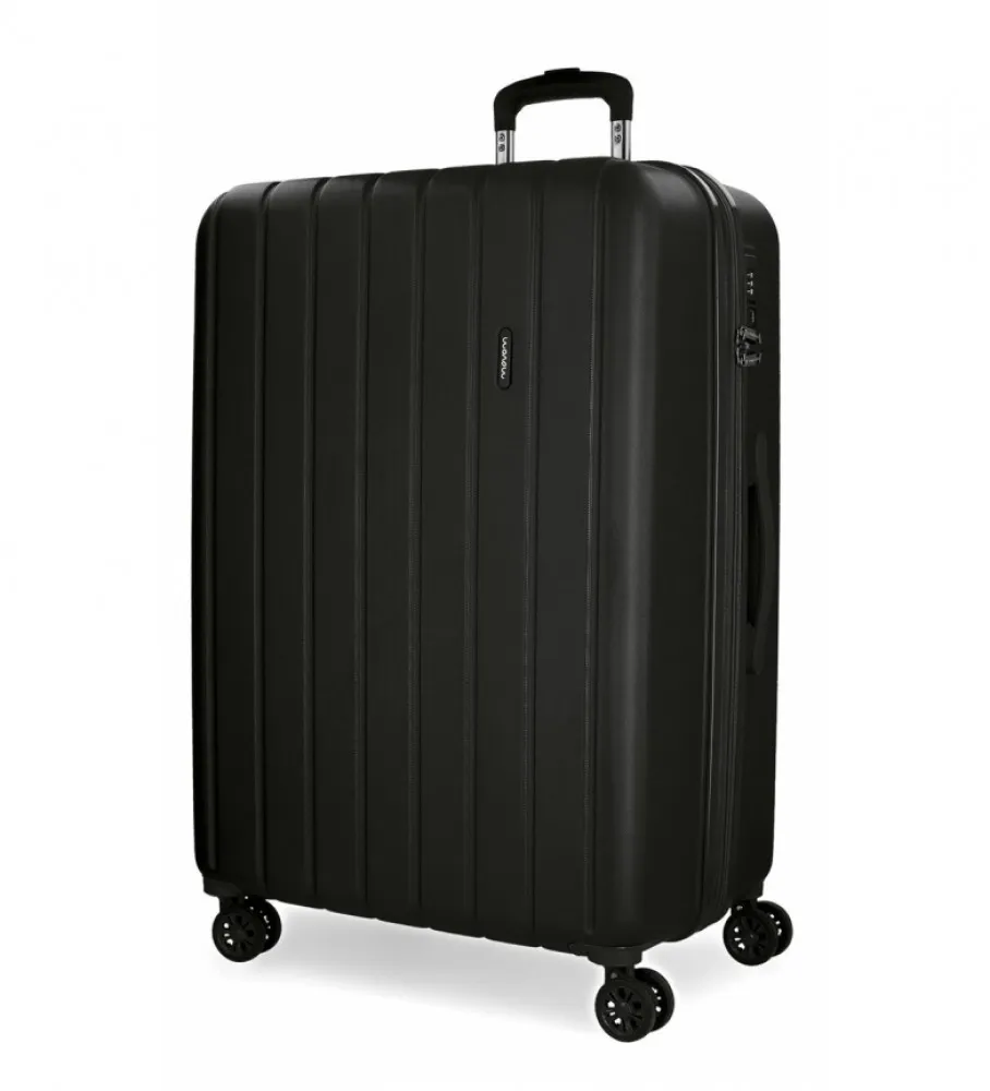 MOVOM MALETA GRANDE MOVOM WOOD RÍGIDA NEGRA 52X75X33CM