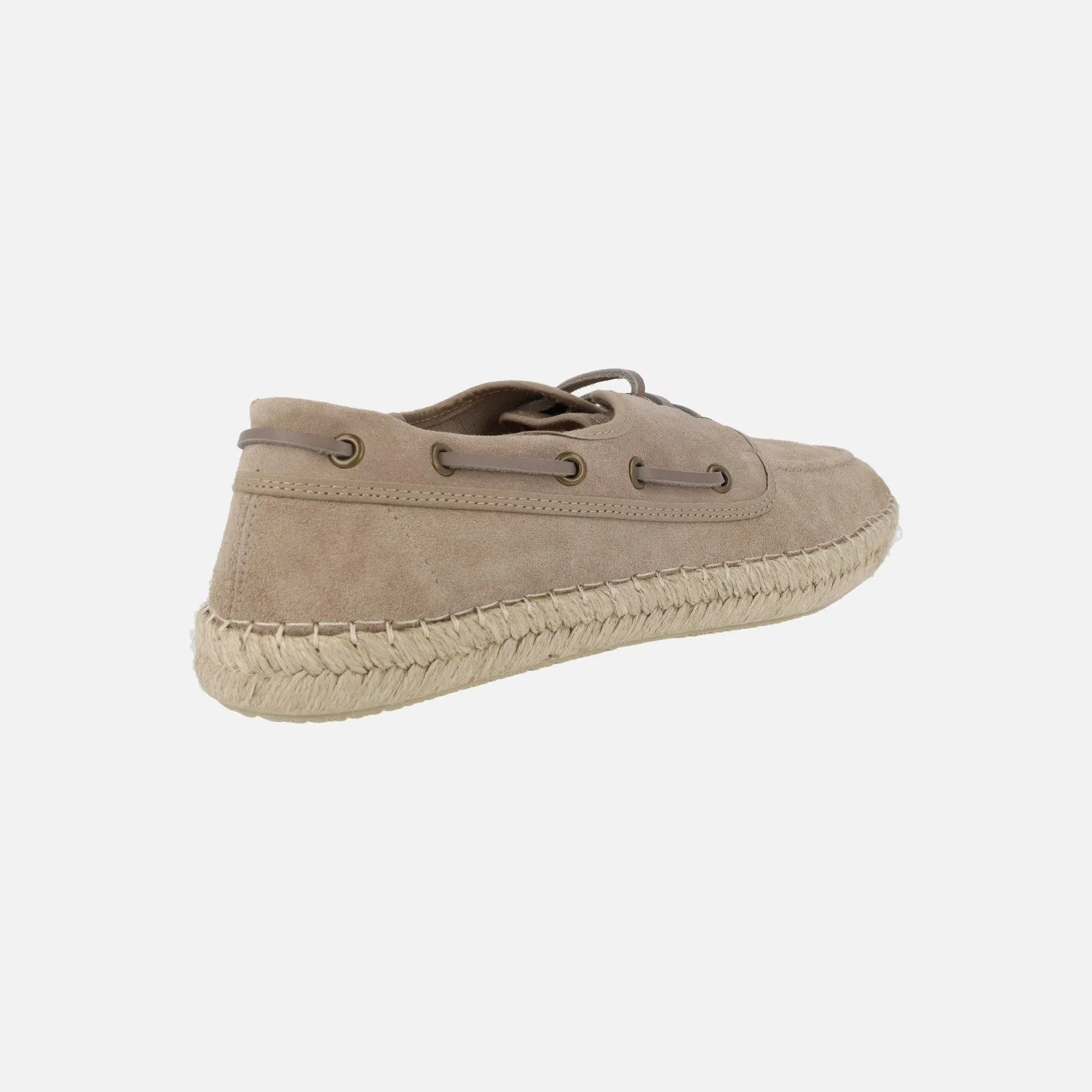 Naúticos para hombre en serraje taupe con piso de yute