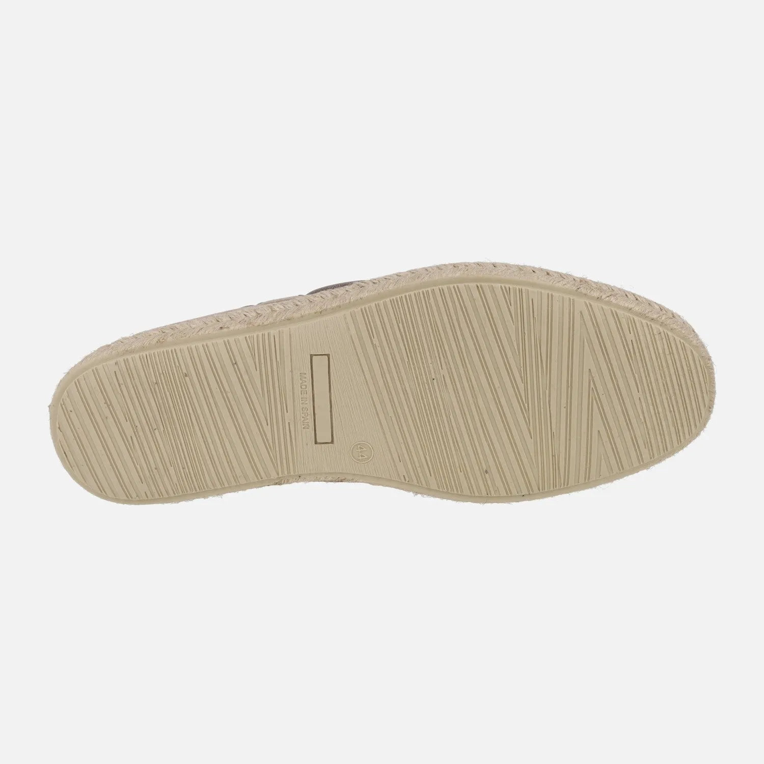 Naúticos para hombre en serraje taupe con piso de yute