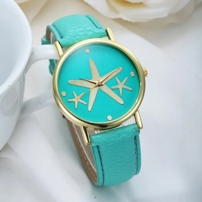 Nice Elegant Starfish Metal PU Watch