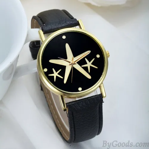 Nice Elegant Starfish Metal PU Watch