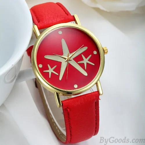 Nice Elegant Starfish Metal PU Watch
