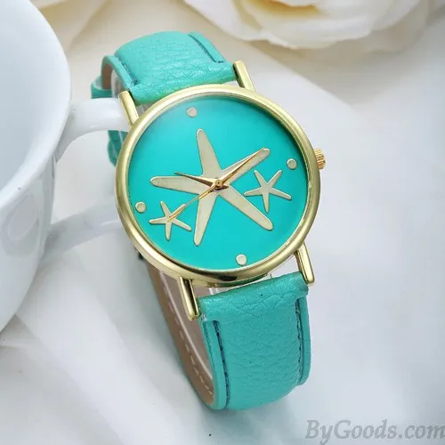 Nice Elegant Starfish Metal PU Watch