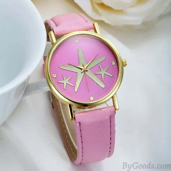 Nice Elegant Starfish Metal PU Watch