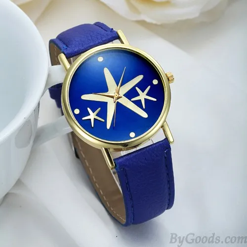 Nice Elegant Starfish Metal PU Watch