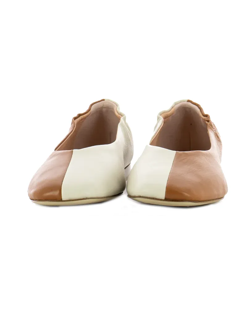 ORONERO  231014 CUOIO/BEIGE  BALLERINA APUESTA CUADRADO EN NAPPA