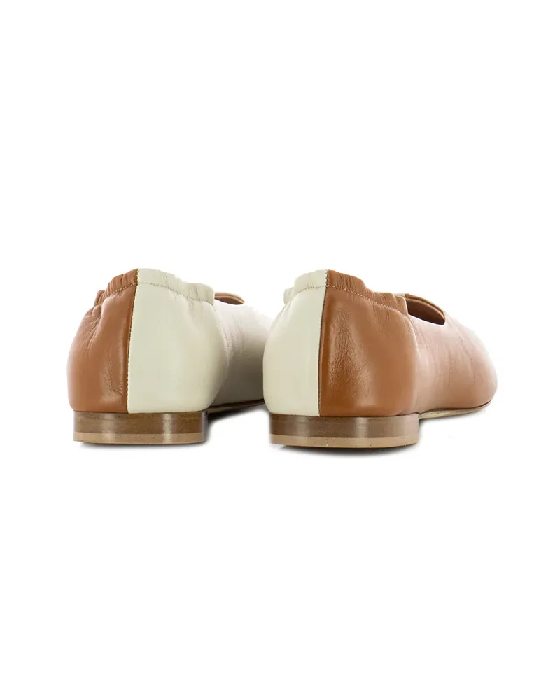 ORONERO  231014 CUOIO/BEIGE  BALLERINA APUESTA CUADRADO EN NAPPA