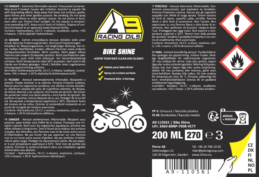 PACK3 ESPRáIS A9 RACING: ABRILLANTADOR + ALLINONE + ESPRAY DE SILICONA
