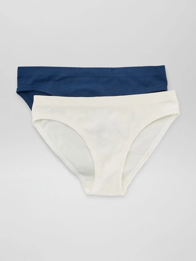 PACK DE 2 BRAGUITAS DE PUNTO DE CANALé 'ENVIE DE LINGERIE'  MARINO/BLANCO