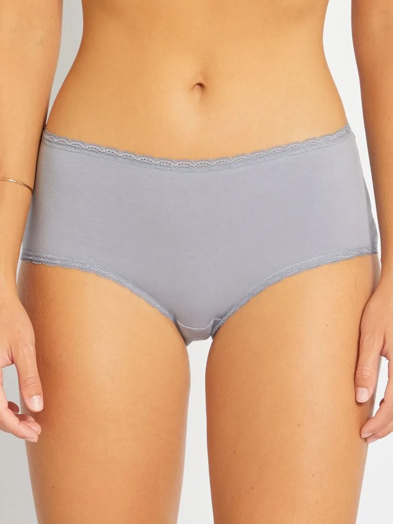 PACK DE 3 CULOTTES DE ALGODóN CON ACABADO DE ENCAJE  AZUL