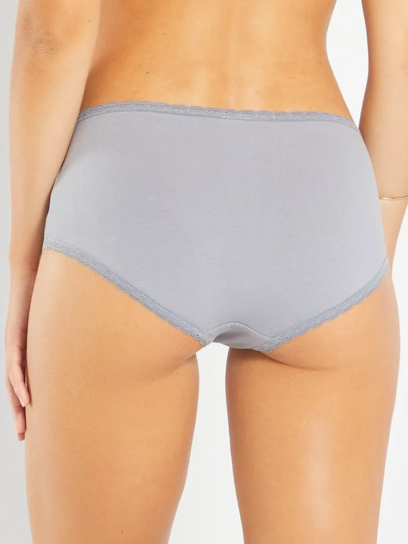 PACK DE 3 CULOTTES DE ALGODóN CON ACABADO DE ENCAJE  AZUL