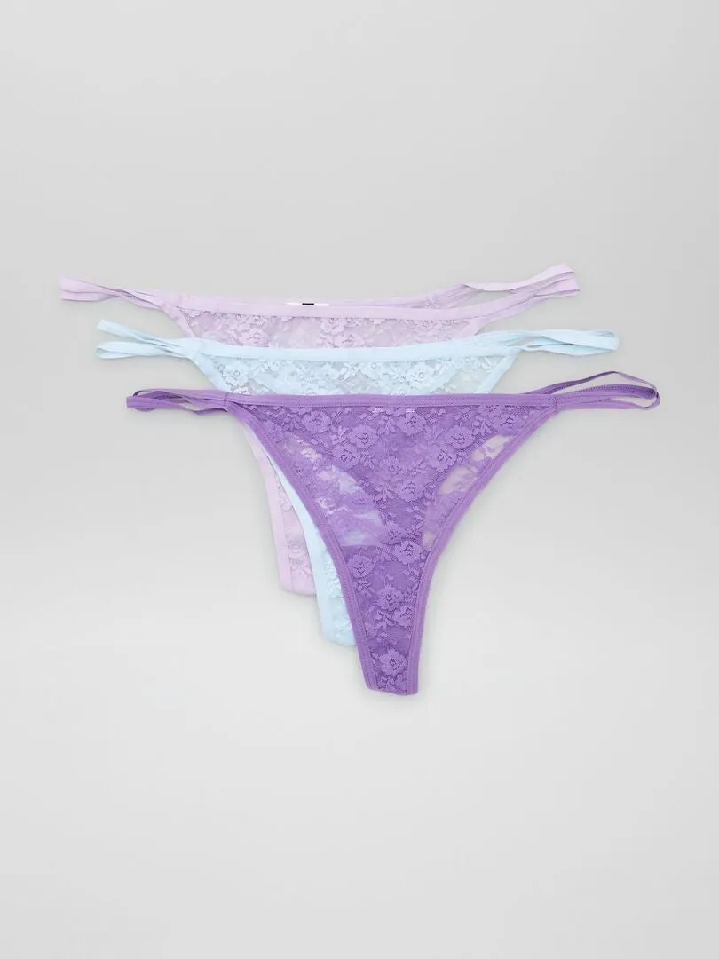 PACK DE 3 TANGAS DE ENCAJE  AZUL