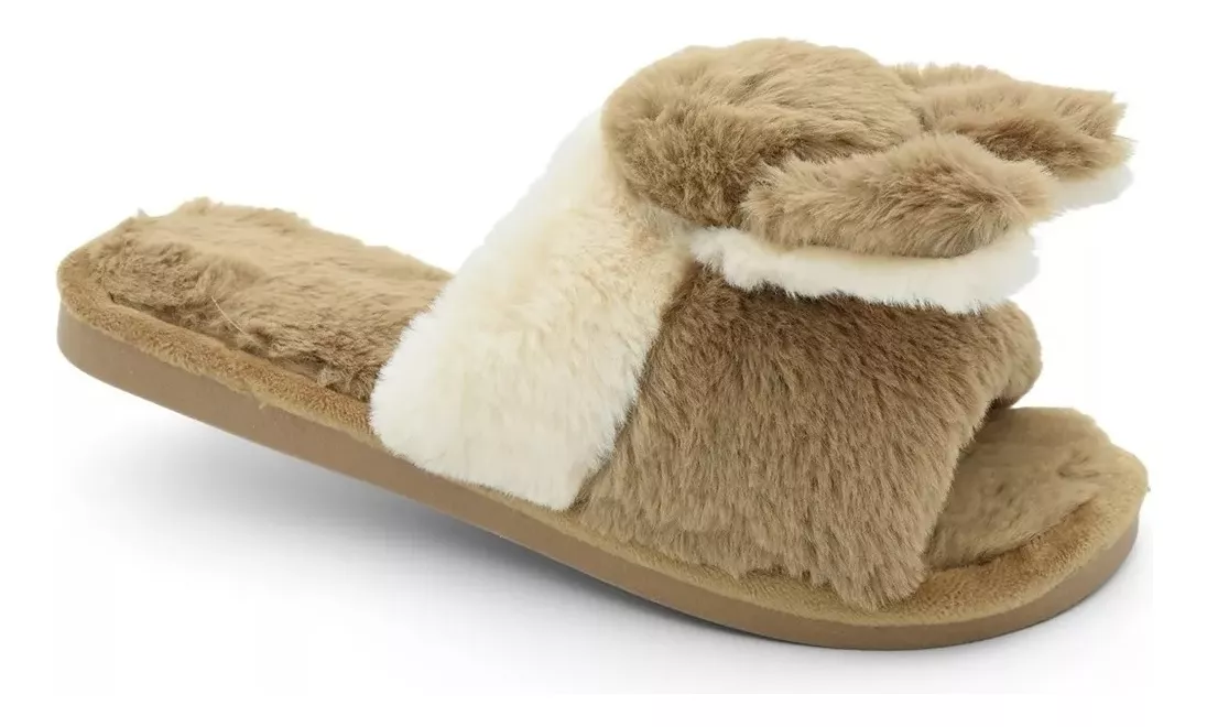 Pantufla Mujer Piel Importada Liviana Abierta Conejo Serafin
