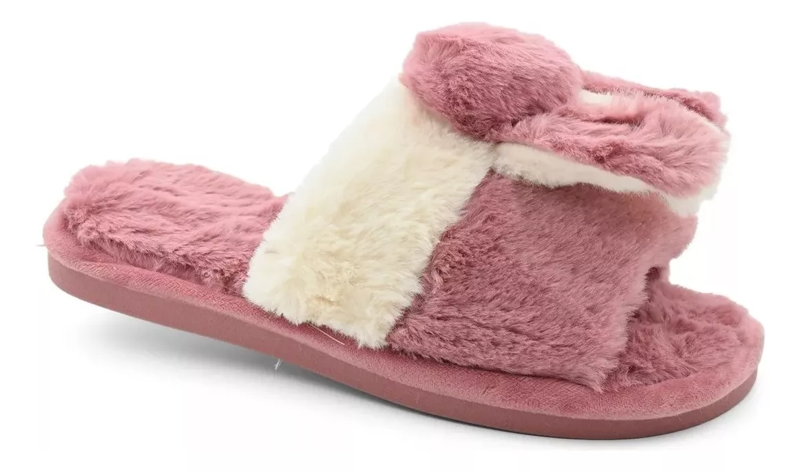 Pantufla Mujer Piel Importada Liviana Abierta Conejo Serafin