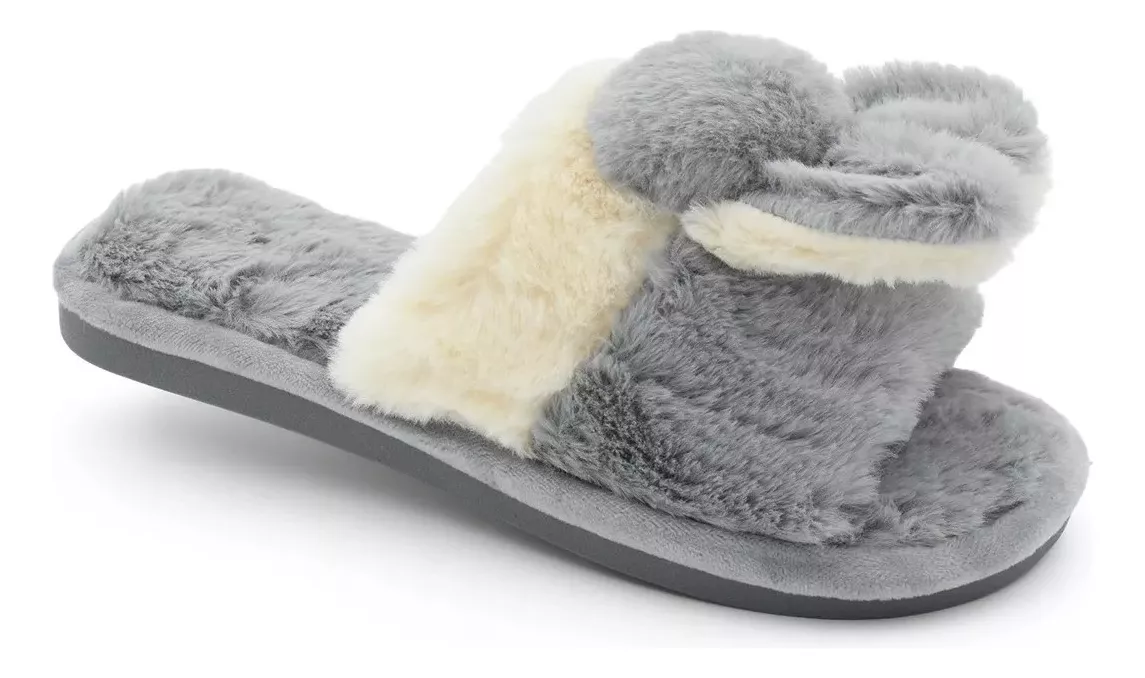Pantufla Mujer Piel Importada Liviana Abierta Conejo Serafin