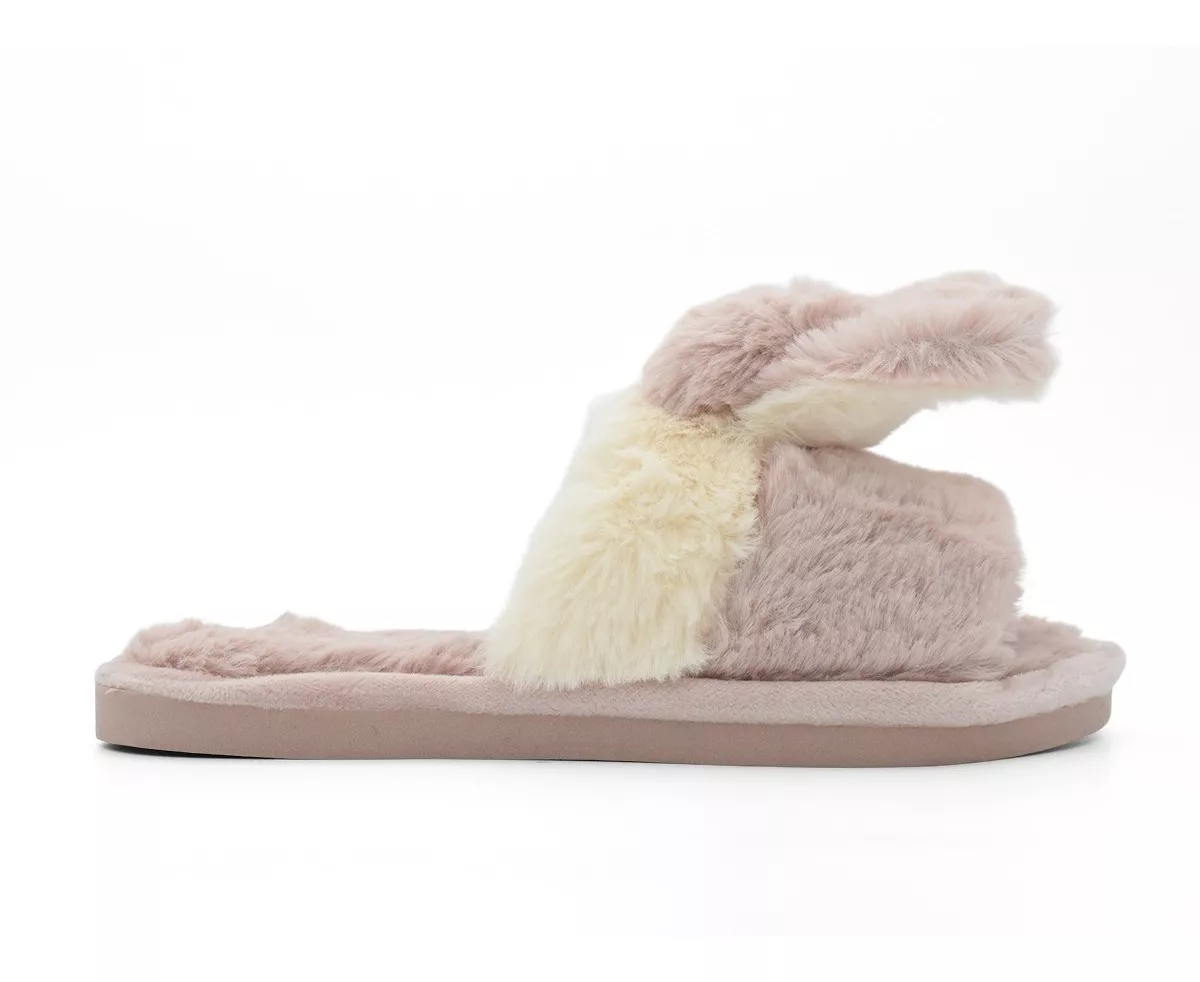 Pantufla Mujer Piel Importada Liviana Abierta Conejo Serafin