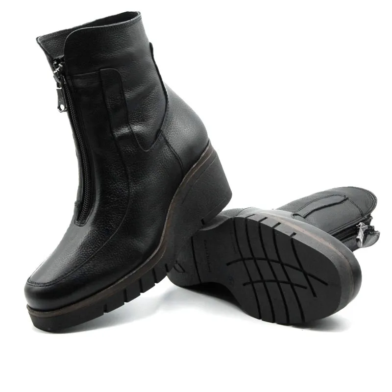 PAULA URBAN 101303 NEGRO Y CREMA BOTíN CREMALLERA EMPEINE CUñA MUJER