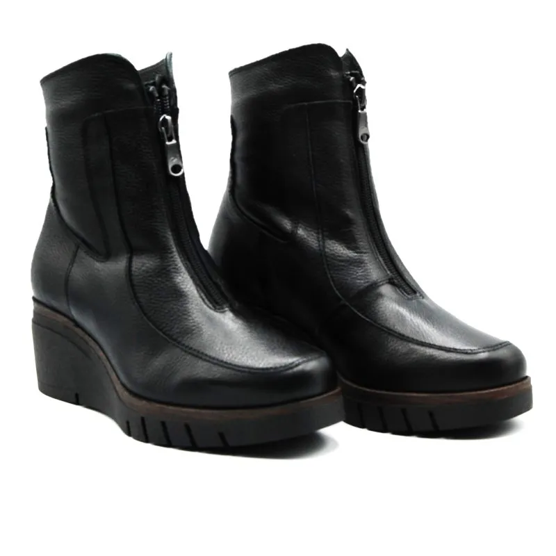 PAULA URBAN 101303 NEGRO Y CREMA BOTíN CREMALLERA EMPEINE CUñA MUJER