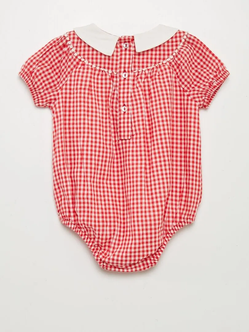 PELELE DE CUADROS DE SEERSUCKER  ROJO
