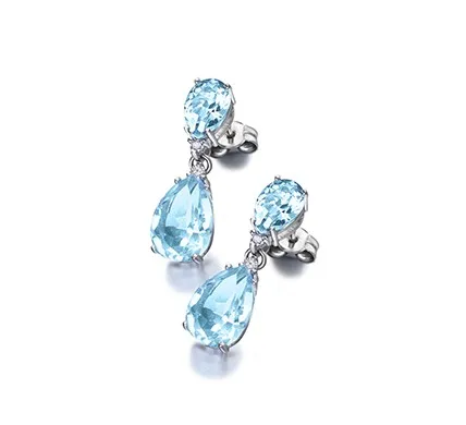 Pendiente  Aguamarina y Diamantes
