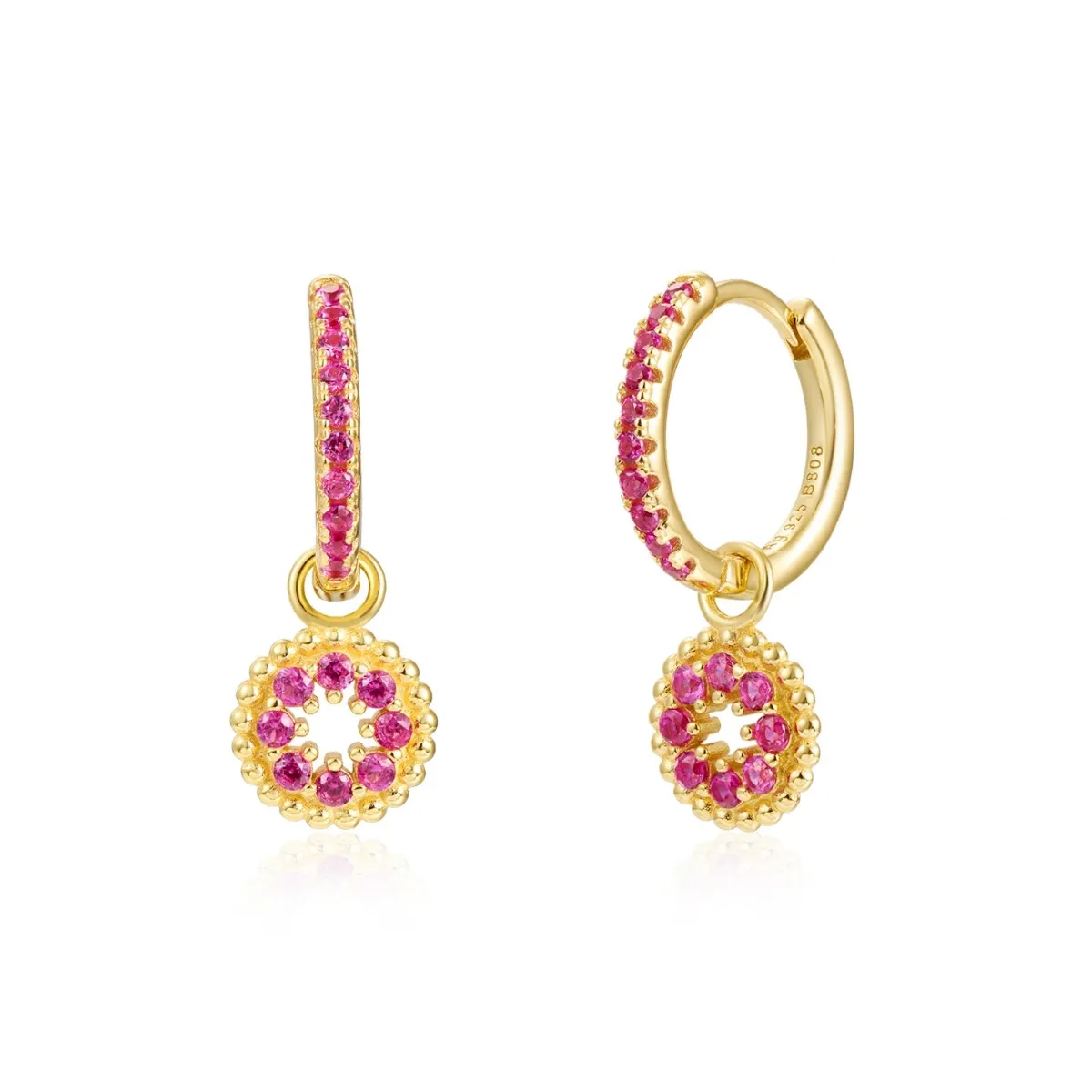 Pendientes Aro Circulo Rubí