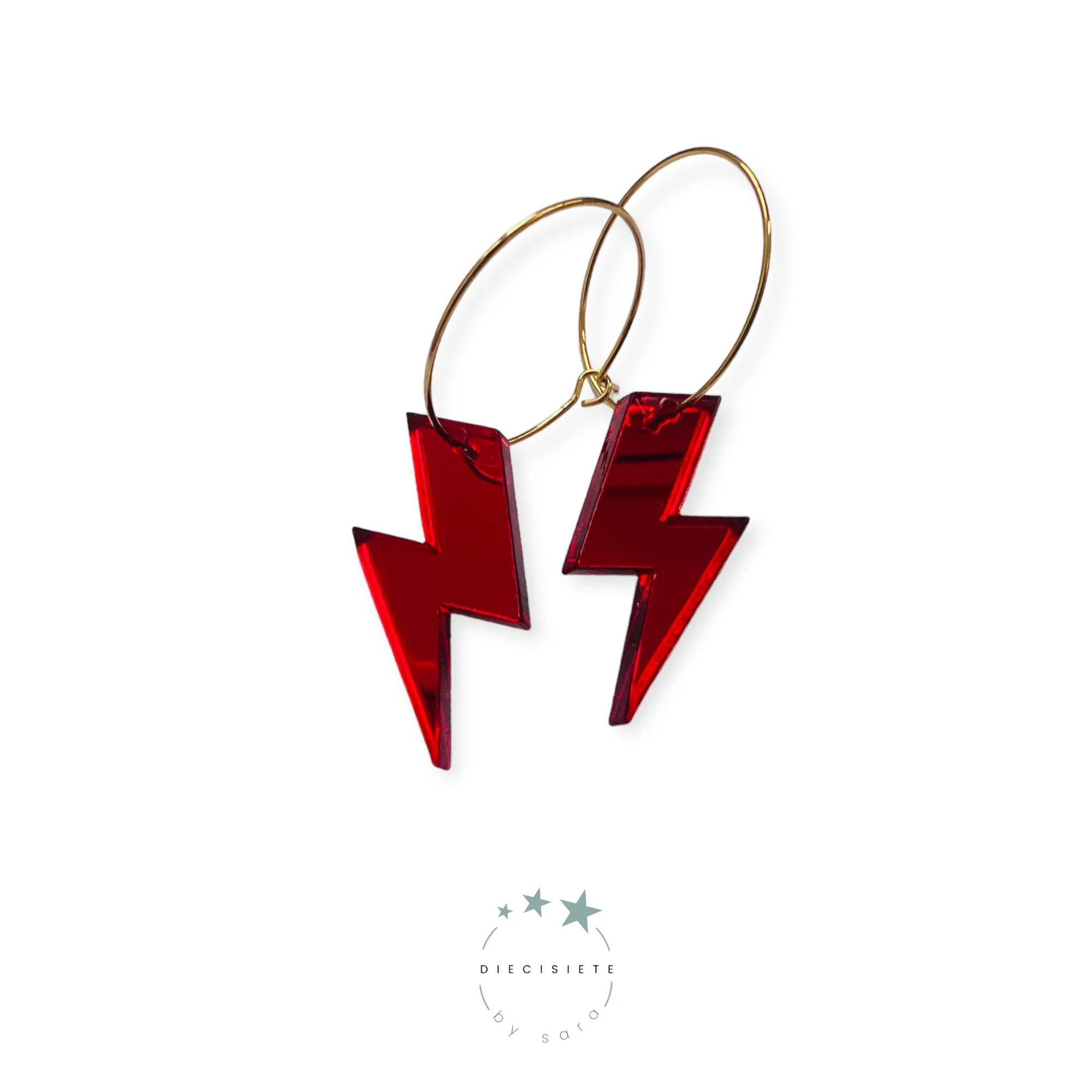Pendientes Aro Rayo Rojo