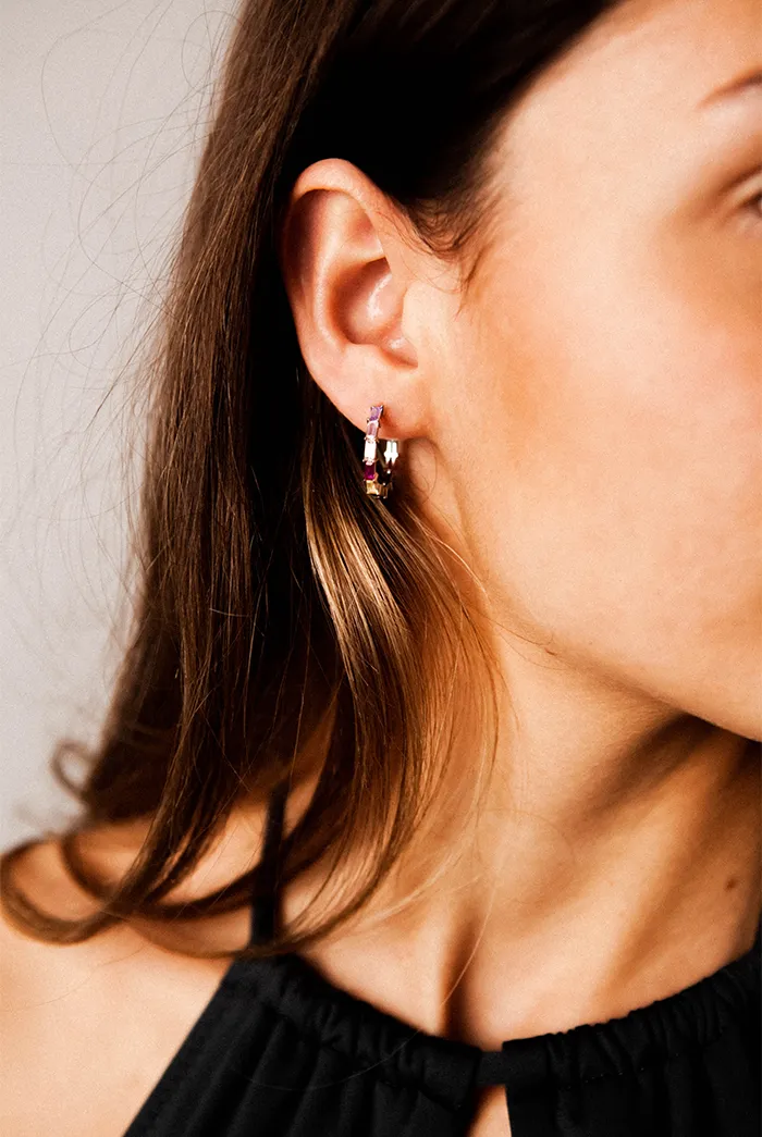 Pendientes Aro Zirconitas Colores
