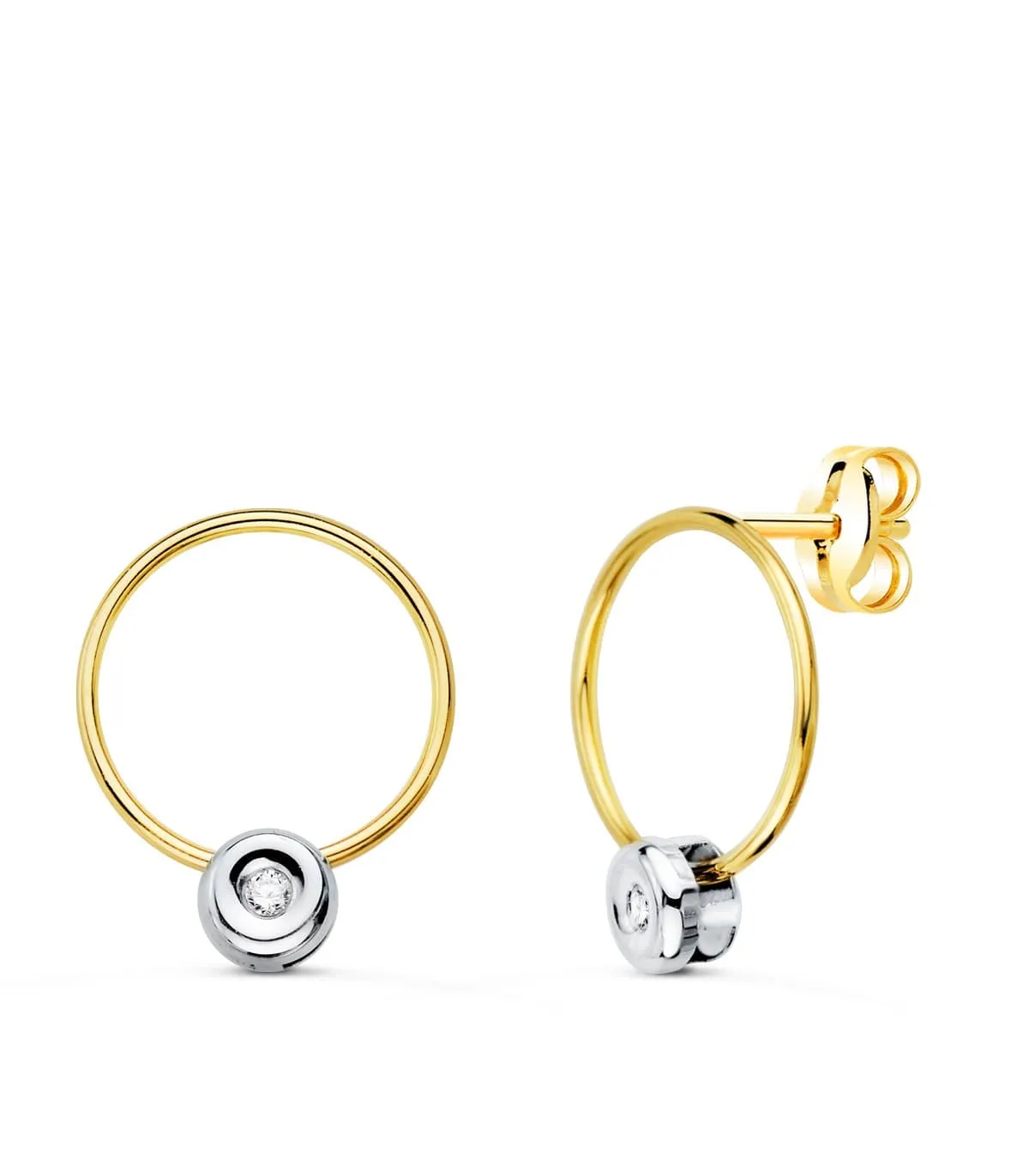 Pendientes Aros Diamantes 0.030 Qtes. 18K Bicolor