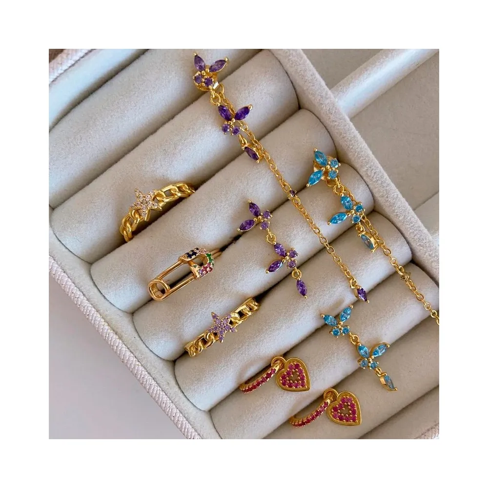 Pendientes Cascade Amatista Oro (PAR)