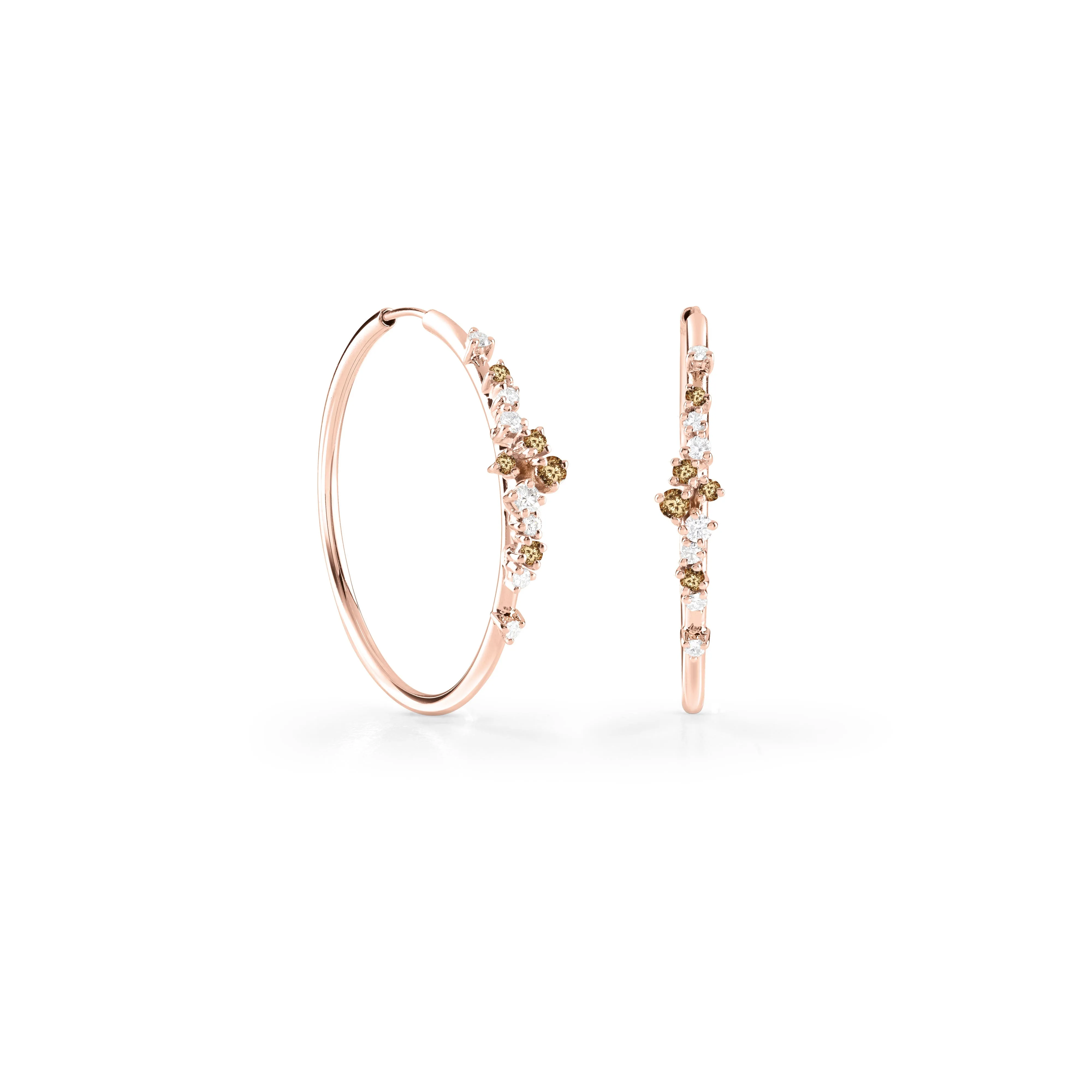 Pendientes de oro rosa con diamantes y diamantes marrones