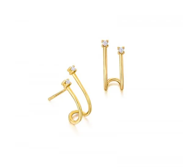 Pendientes Doble Aro Oro 18k y Diamantes GB131OA