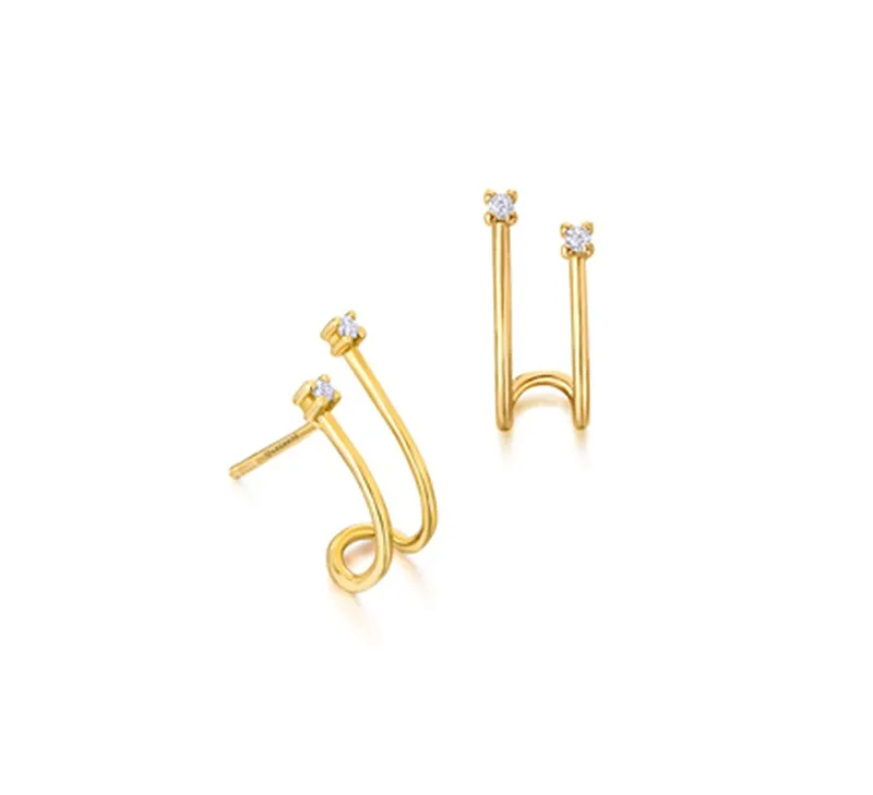 Pendientes Doble Aro Oro 18k y Diamantes GB131OA