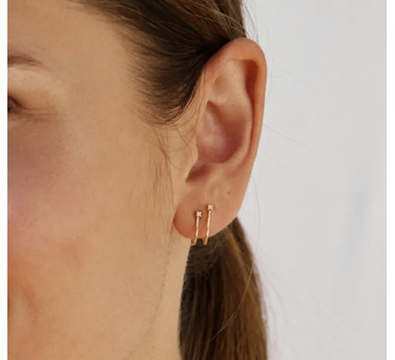 Pendientes Doble Aro Oro 18k y Diamantes GB131OA