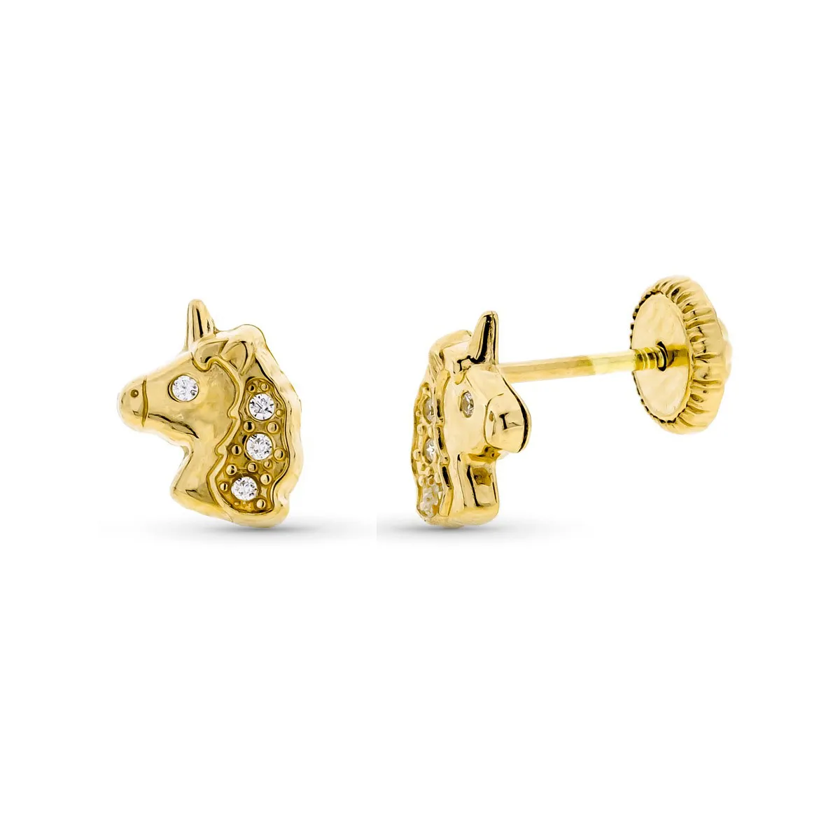 Pendientes en Oro de 18k Unicornio