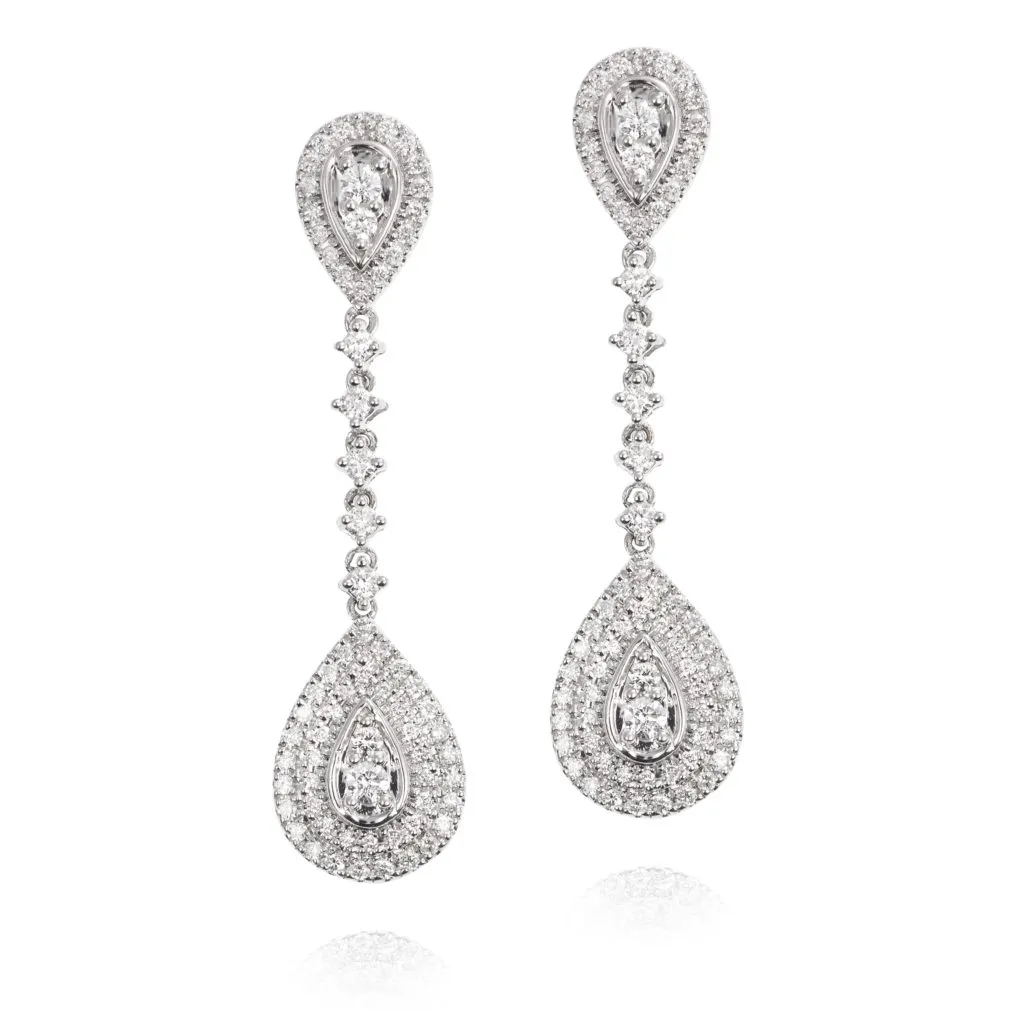 *Pendientes Novia en Oro blanco con diamantes