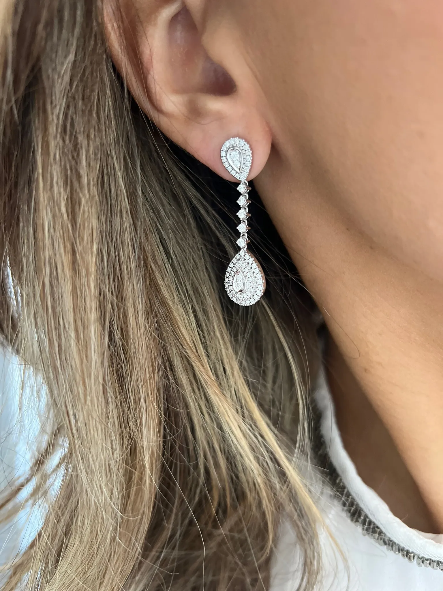 *Pendientes Novia en Oro blanco con diamantes