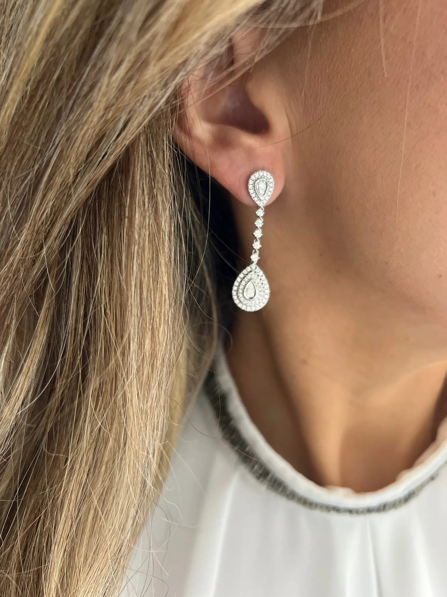 *Pendientes Novia en Oro blanco con diamantes