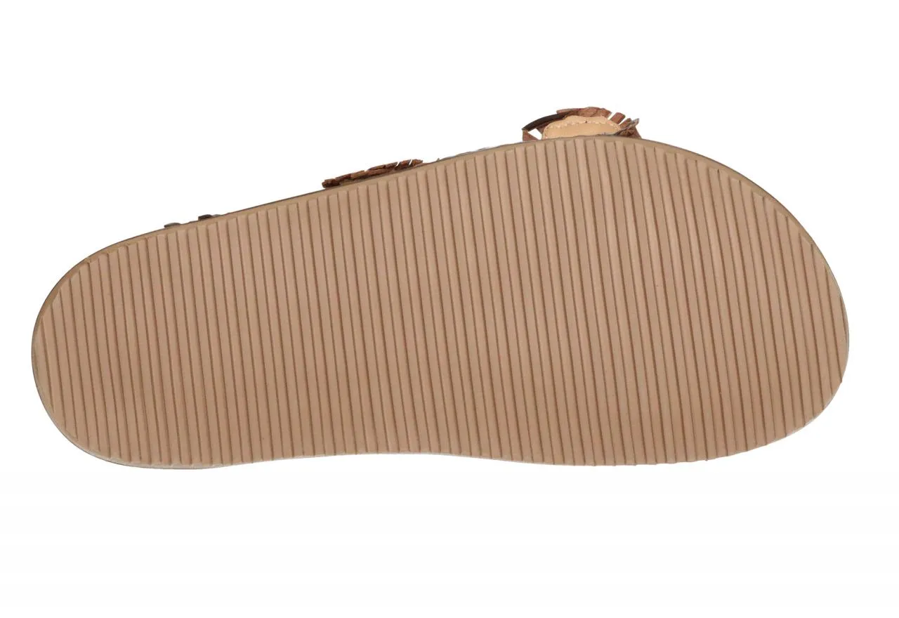 Pinky Piel Bronce Dos Tiras Hebillas Brillantes