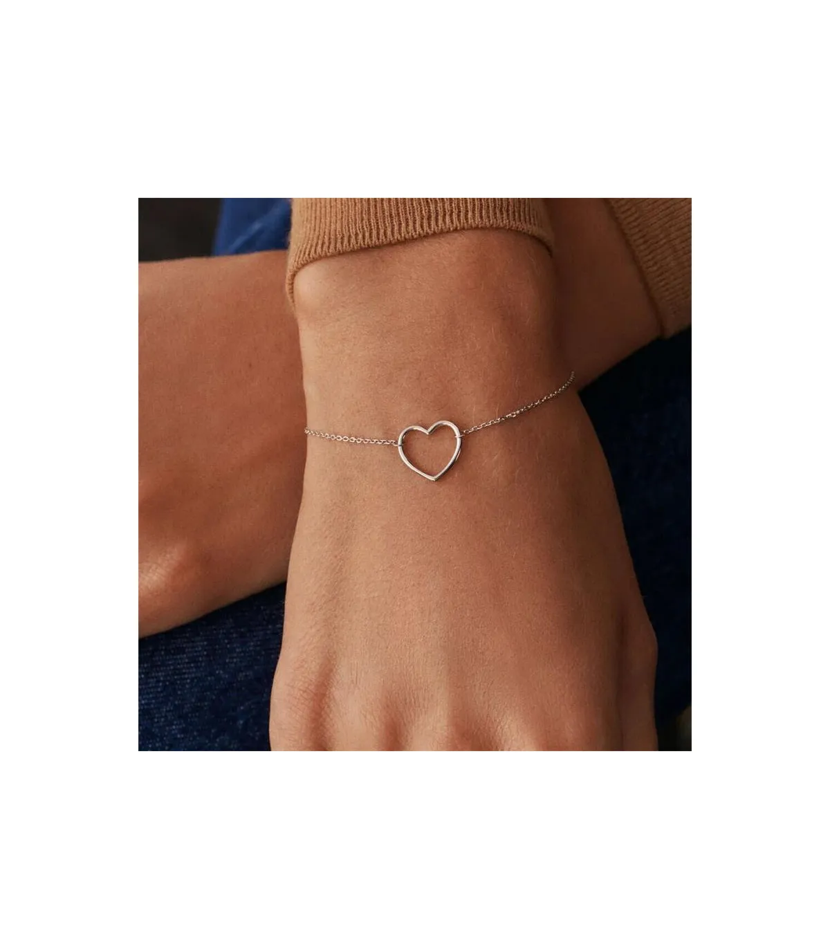 PULSERA AGATHA CORAZON PLATA BAÑO RODIO  2420777050TU