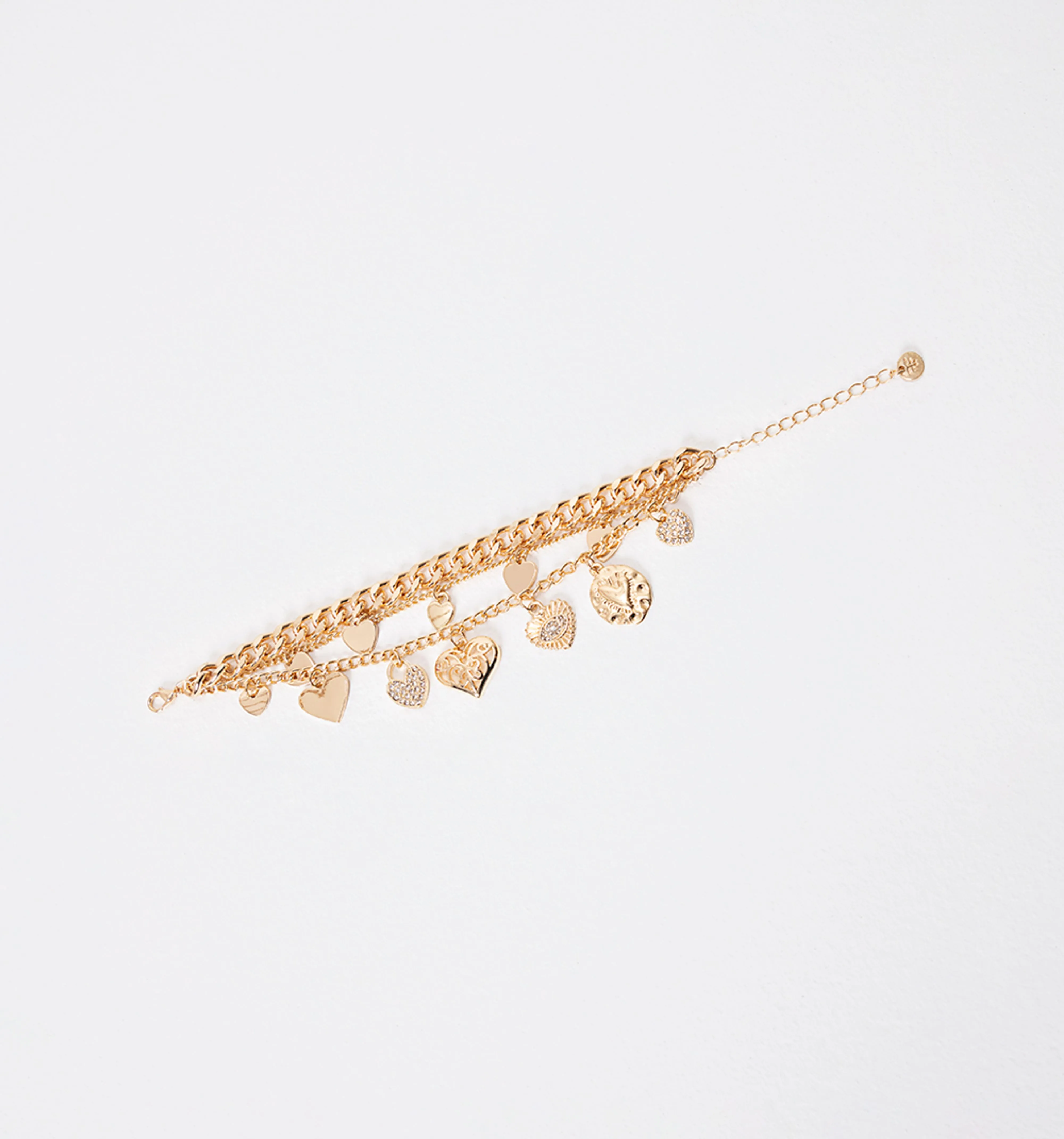 Pulsera cadenas y dijes corazon