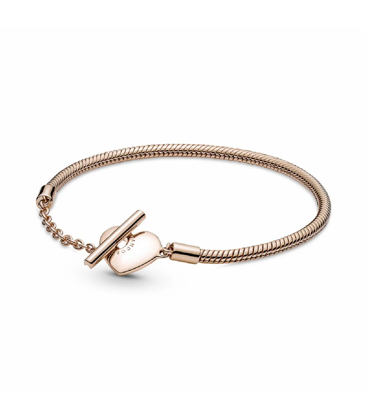 PULSERA PANDORA MOMENTS ROSE CADENA DE SERPIENTE CON CIERRE EN T Y CORAZóN  589285C00