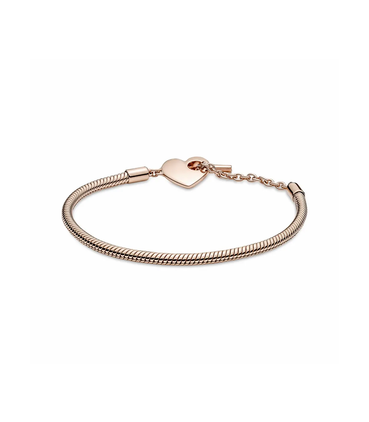 PULSERA PANDORA MOMENTS ROSE CADENA DE SERPIENTE CON CIERRE EN T Y CORAZóN  589285C00