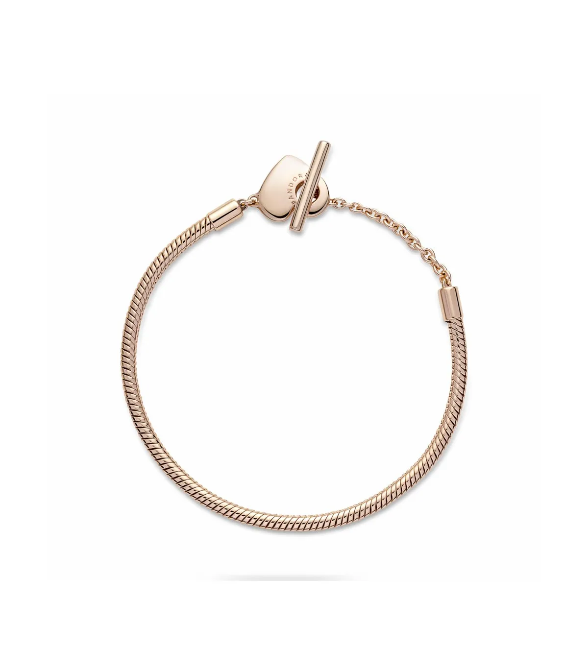 PULSERA PANDORA MOMENTS ROSE CADENA DE SERPIENTE CON CIERRE EN T Y CORAZóN  589285C00